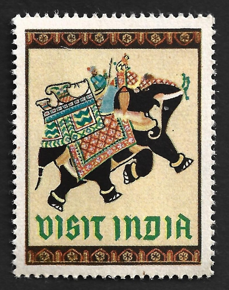 AOP India vintage VISIT INDIA Tourist label