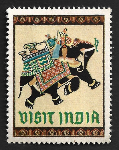 AOP India vintage VISIT INDIA Tourist label