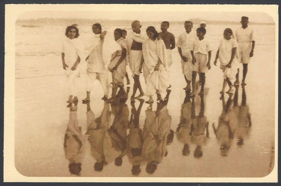 AOP India full back pictorial 50p Gandhi postal card GANDHI 