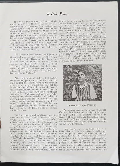 India MUSIC REVIEW ST. Xavier's School Musical Society Bombay 15th February 1948