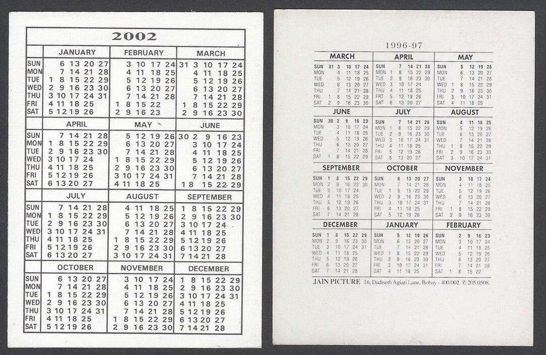 AOP India Bollywood 1996 -2004  Pocket Calender - GOVINDA (7)