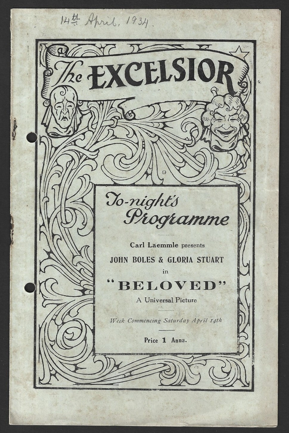 India 1930s EXCELSIOR Bombay movie programme