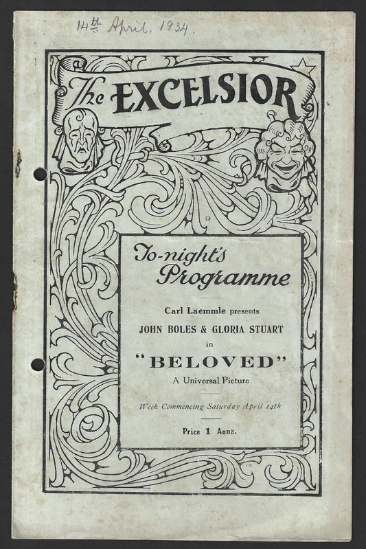 India 1930s EXCELSIOR Bombay movie programme