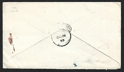 India PATIALA STATE QV 1/2a green env internal use 1898. HG #B9
