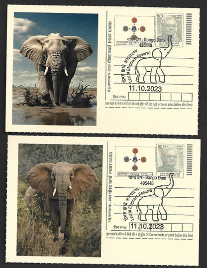 India ELEPHANTS 2023 Lemru Elephant Reserve pictorial commemorative postcards x8