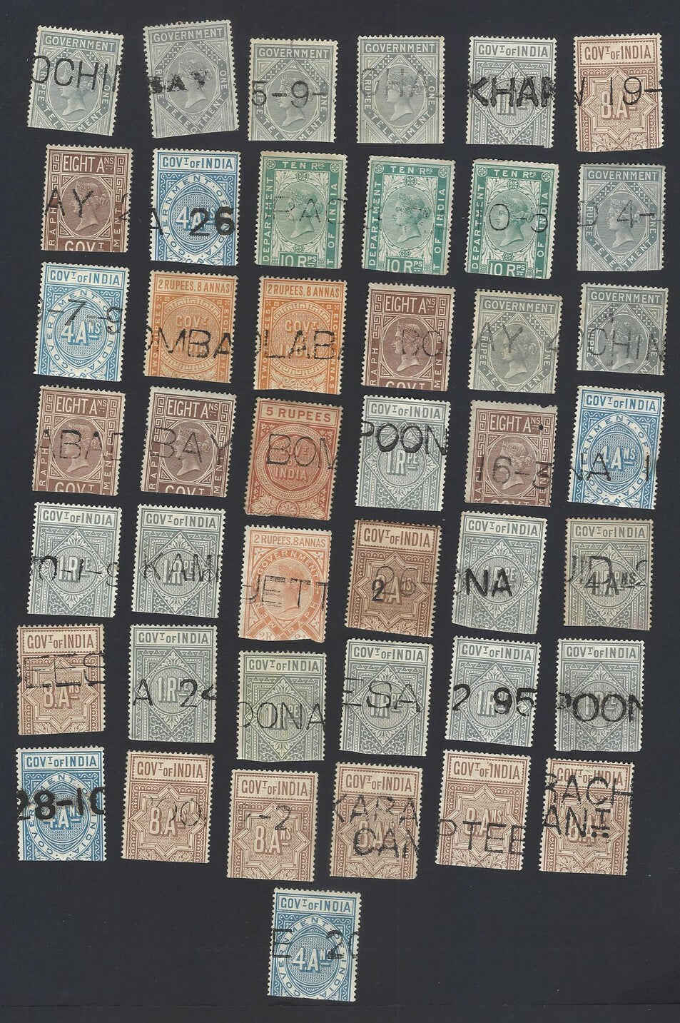 India QV Queen Victoria telgraph stamps used mixture (44)