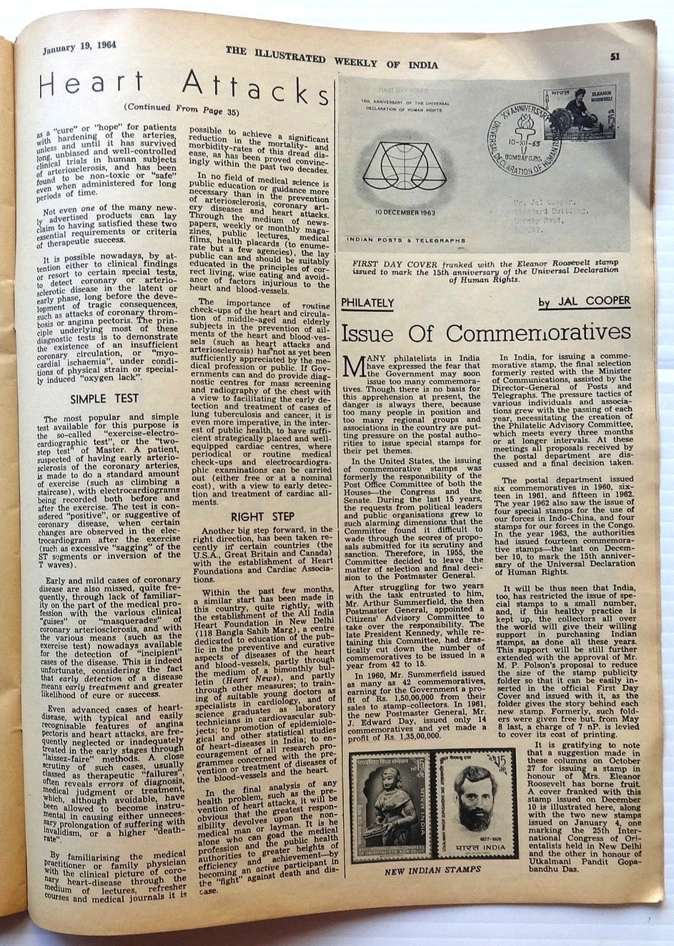 Illustrated  Weekly of India 19th January 1964 issue Ӝ