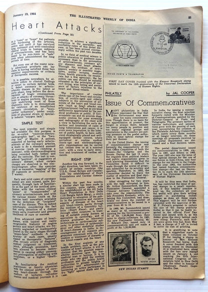 Illustrated  Weekly of India 19th January 1964 issue Ӝ