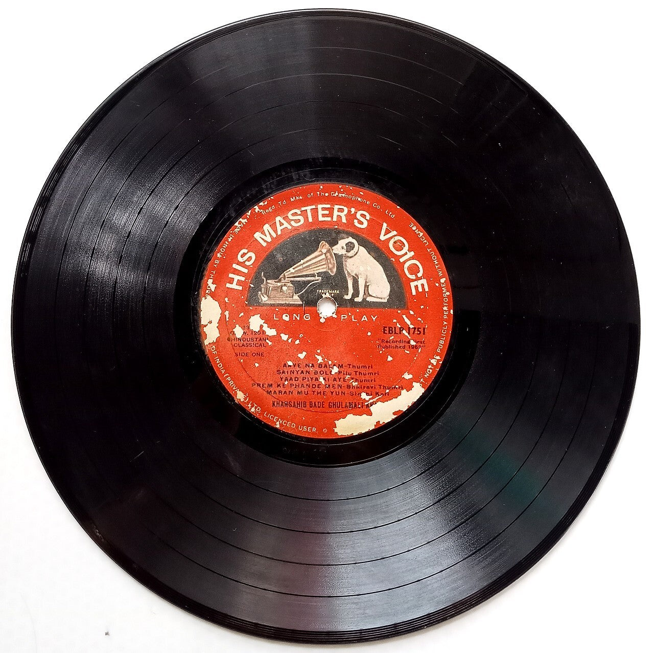 India HMV 33rpm Hindustani Classical - Khansahib Bade Ghulamali Khan