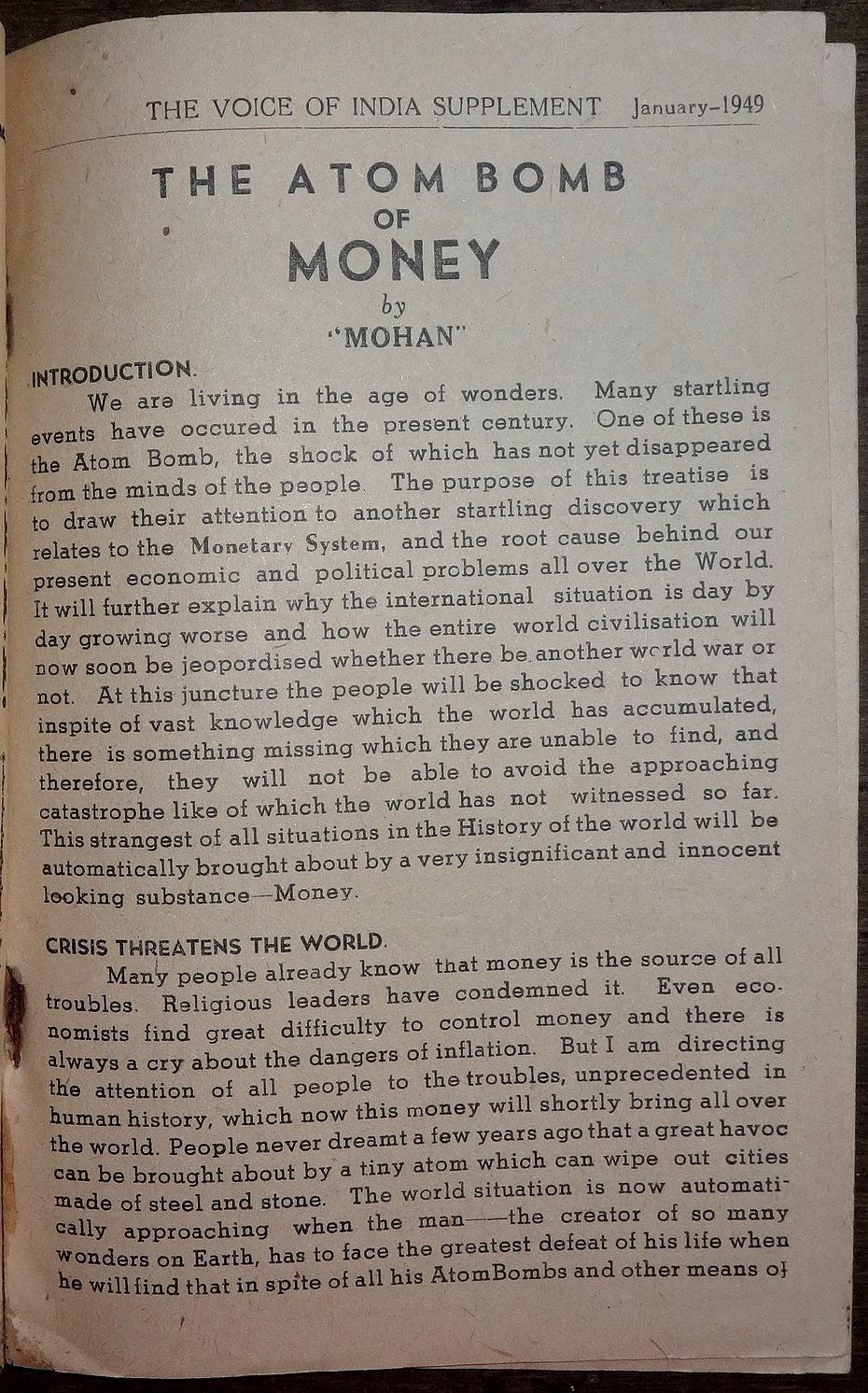 The Voice of India July 1949 The 3rd World War is Inevitable