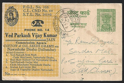 India 1961 Cotton & Oil Seeds dealer pictorial advertisement postcard