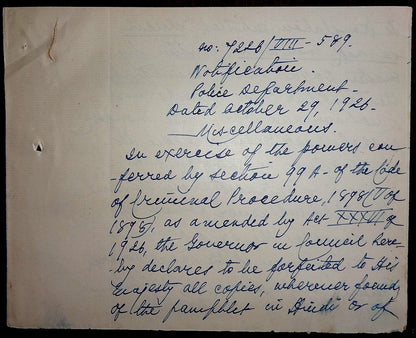 India 1926 order banning the book SHUDDHI SE NAK MEN DAM by Master Dayal Jhalu