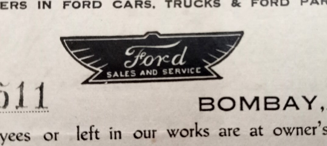 AOP India 1940 billhead FORD AUTOMOBILES (INDIA) LTD., Bombay