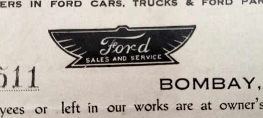 AOP India 1940 billhead FORD AUTOMOBILES (INDIA) LTD., Bombay