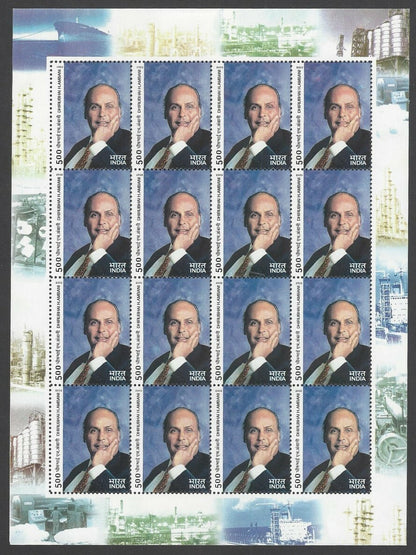 India 2002 Dhirubhai H Ambani sheetlet MNH