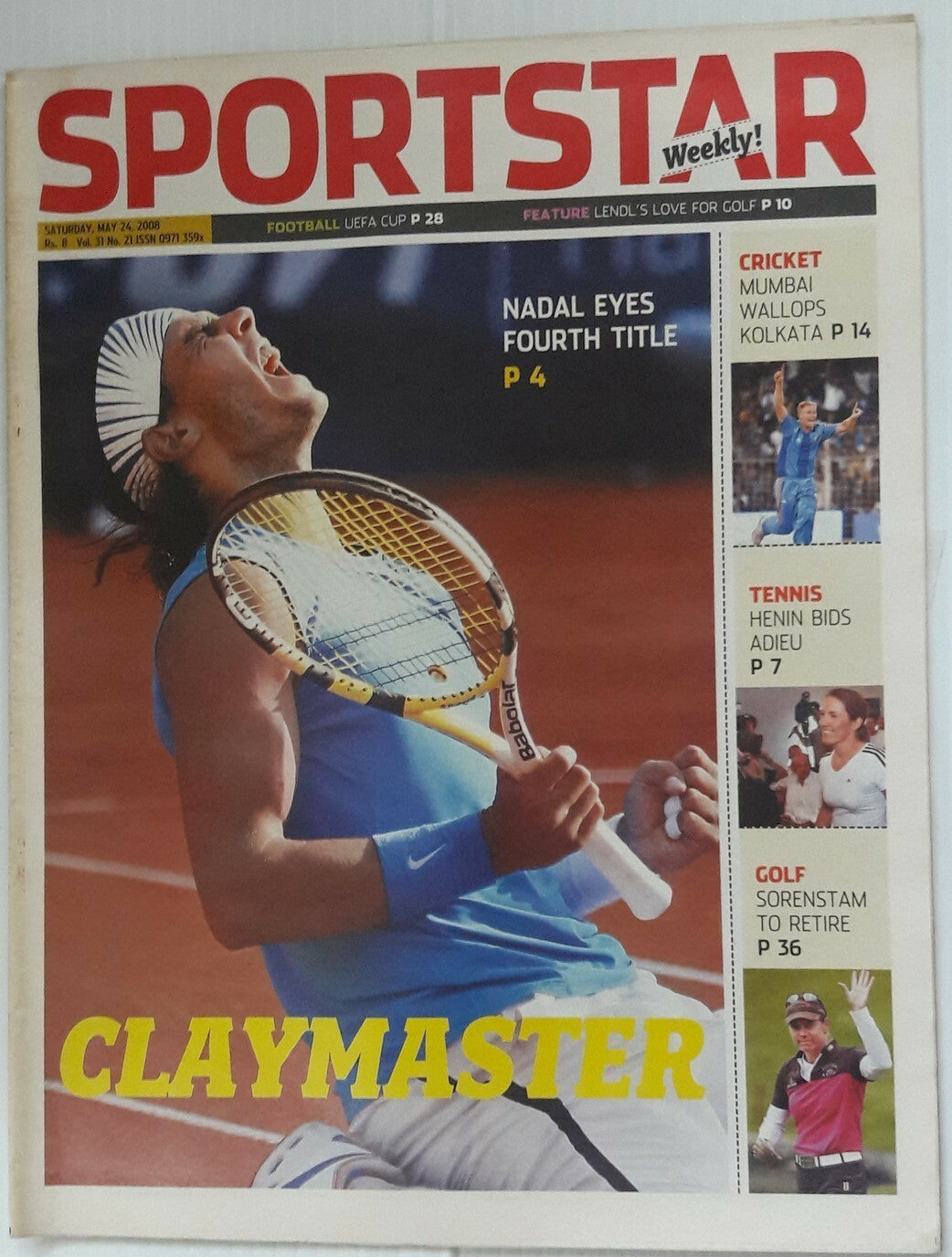 India Sportstar 2008-11 TENNIS cover issues 10” X 13” (5)
