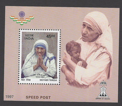 INDIA 1997 Mother Teresa 45R miniature sheet MNH x