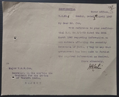 India WW2 1942 Questionnaire re: ILL INTENTIONED ALIENS 5TH COLUMNISTS