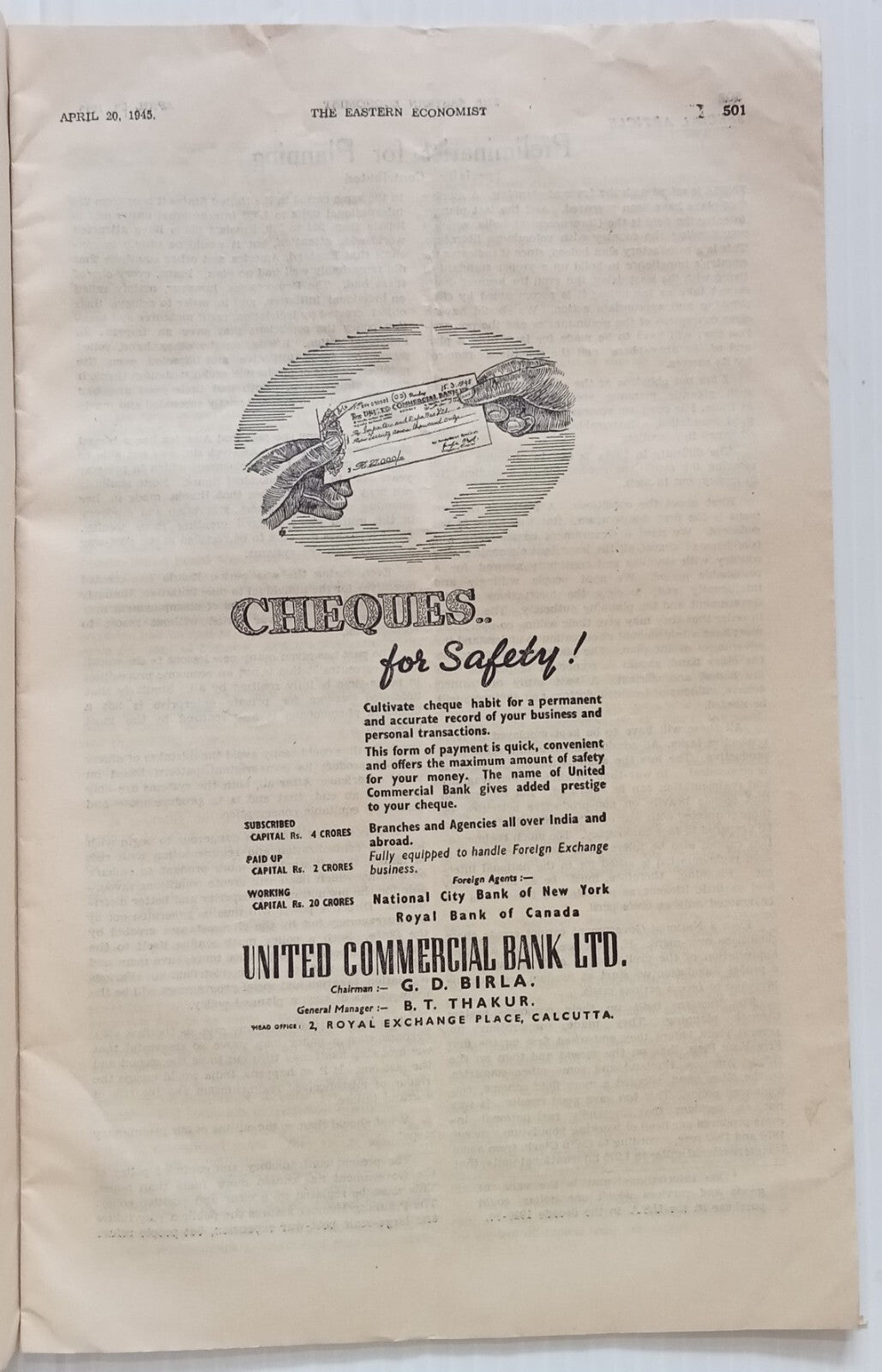AOP India Newspaper The Eastern Economist April 20, 1945 issue