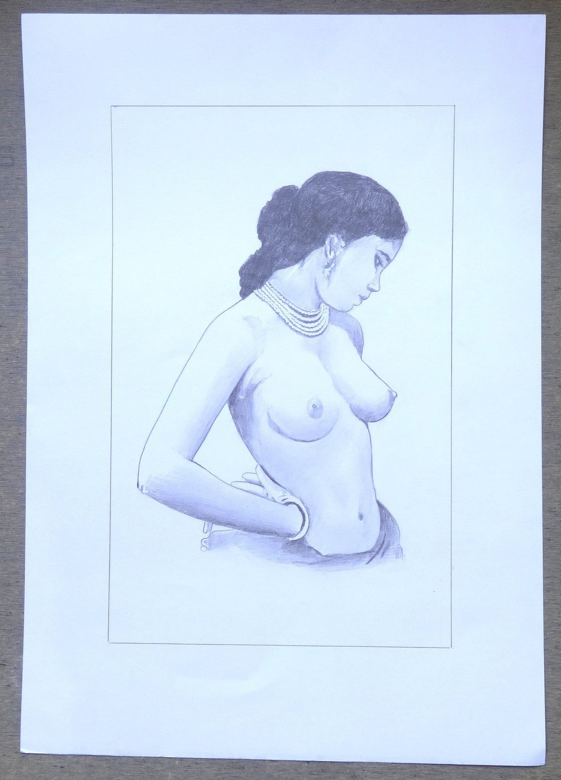 Nude Indian Beauty Crayons & pencil on card 11.5” x 17.5”