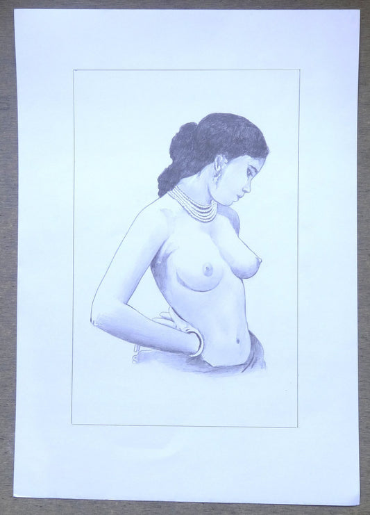 Nude Indian Beauty Crayons & pencil on card 11.5” x 17.5”