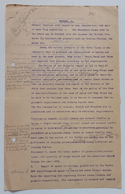 AOP India Official correspondence - OPIUM & OTHER DANGEROUS DRUG 1930