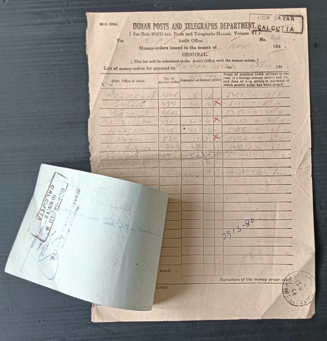 India 1948 Post Office MONEY ORDER / PAYMENT ORDER check cheque