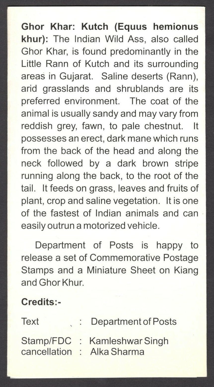 India 2013 Donkeys MS on used brochure	