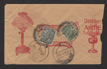 India 1936 illustrated advertisement cover LAMPS & TORCHES