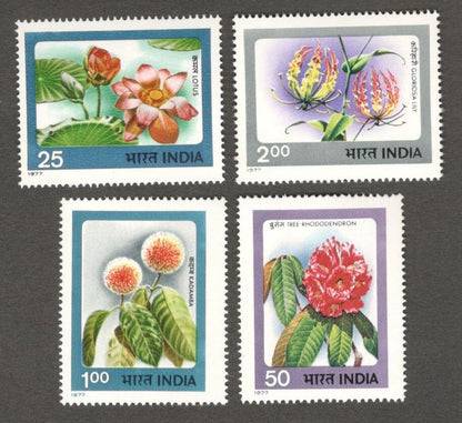 India #727a 1977 Flowers set of 4 MNH