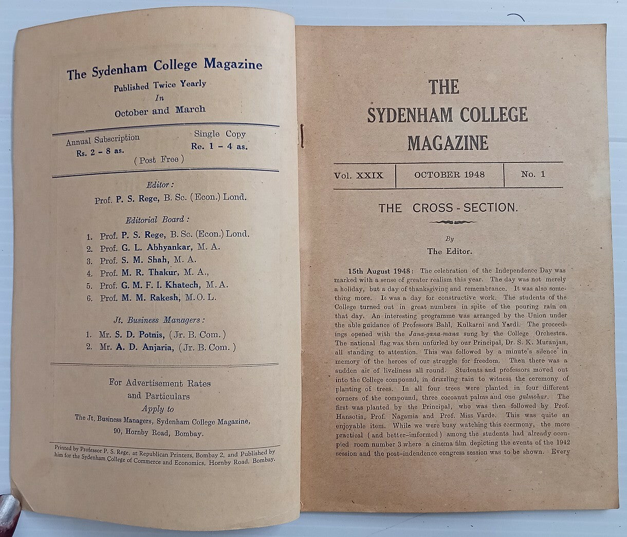 AOP India Sydenham College Magazine October 1948