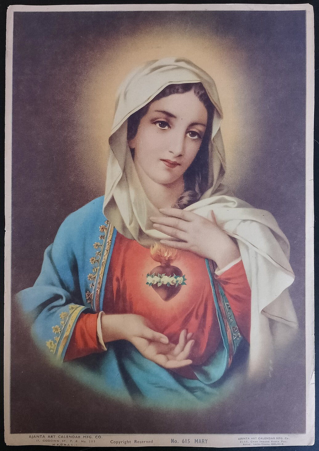 AOP India vintage calencer poster MARY 10x14 inches