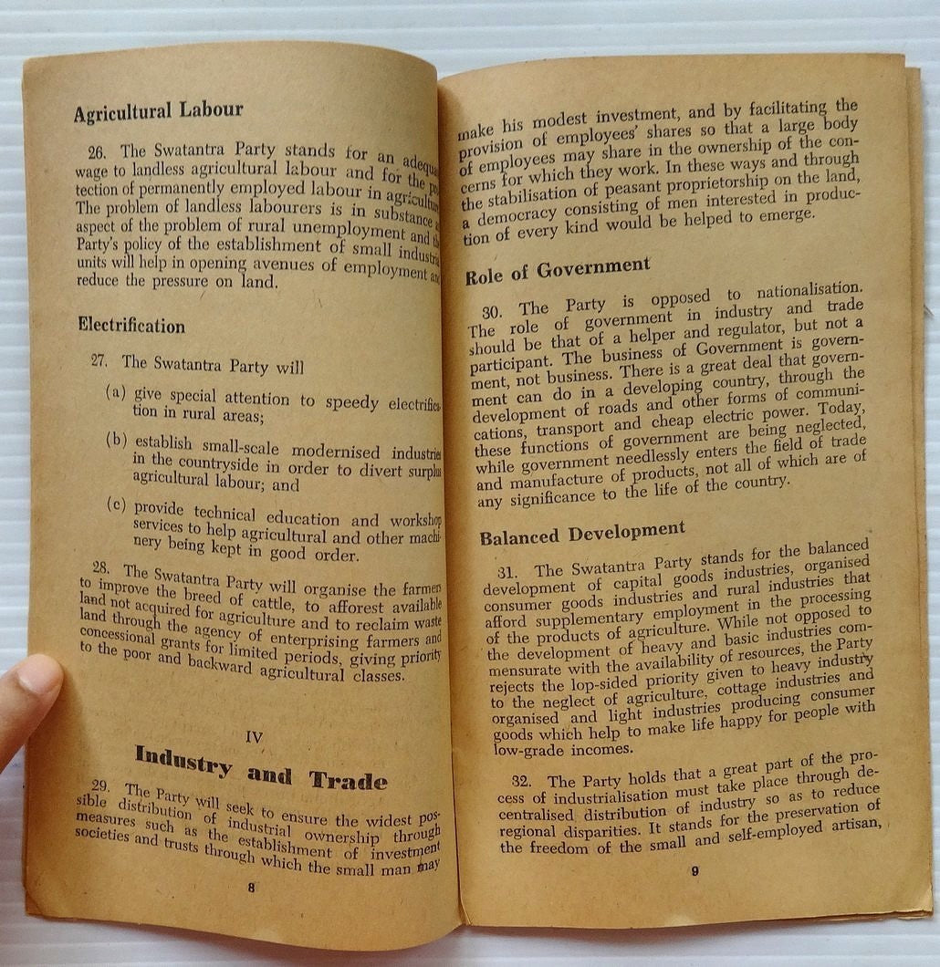 India 1962 Swatantra Party manifesto