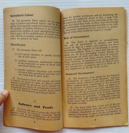 India 1962 Swatantra Party manifesto