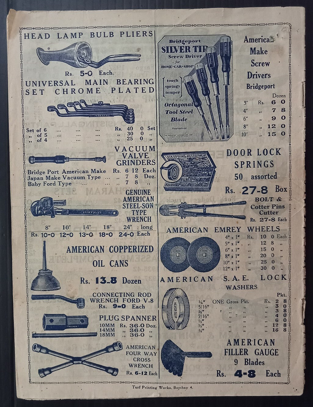 AOPIMT India 1942 Car part Catalogue, Lockheed, Delco, Bombay