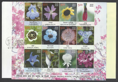 AOP India 2013 Wild Flowers sheetlet of 12 on information brochure