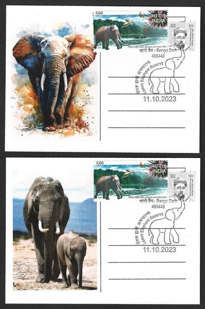 India 2023 LEMRU ELEPHANT RESERVE Special postcards (5)