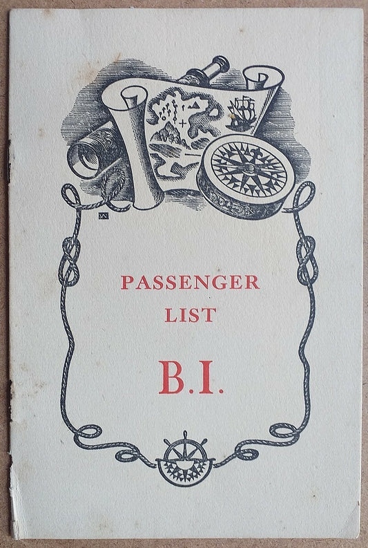 B.I. (British India) LINE S.S. MODASA1950 Passenger List