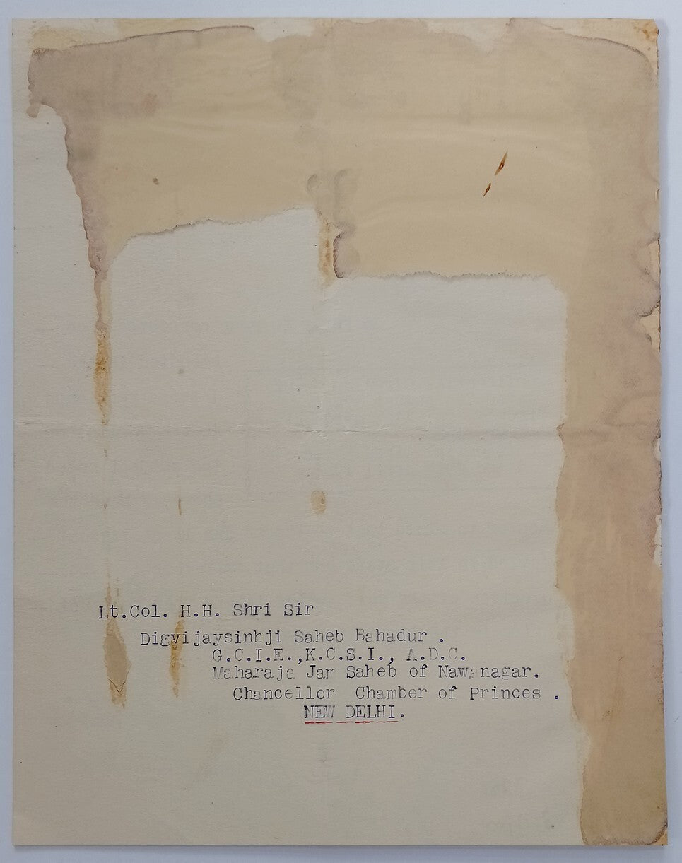 DHRANGADHRA India1940 crested letter signed Maharaja Ganshyamsinhji Ajitsinhji
