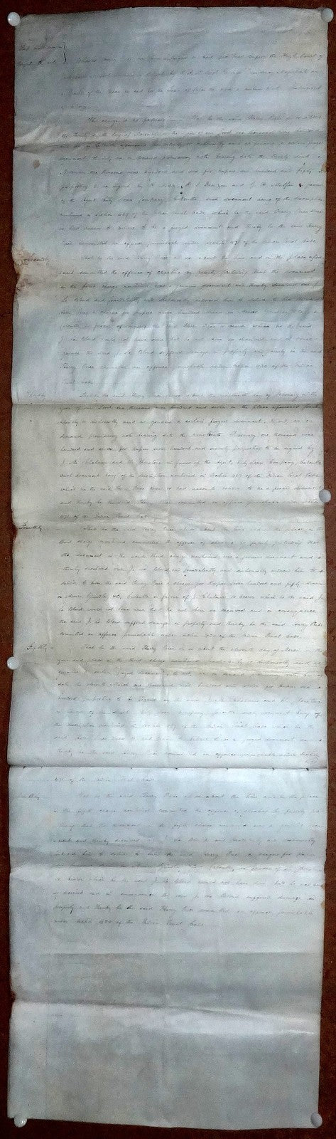 India 1906 parchment animal skin Court doc Charge of forging a promisory note Ӝ