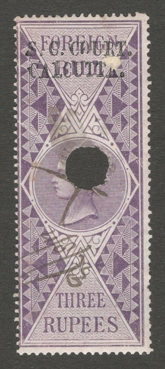 AOP India 1868-69 S. C. COURT CALCUTTA ovpt on QV Foreign Bill 3R Bft 10
