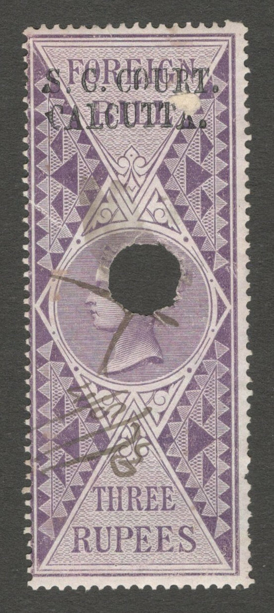 AOP India 1868-69 S. C. COURT CALCUTTA ovpt on QV Foreign Bill 3R Bft 10