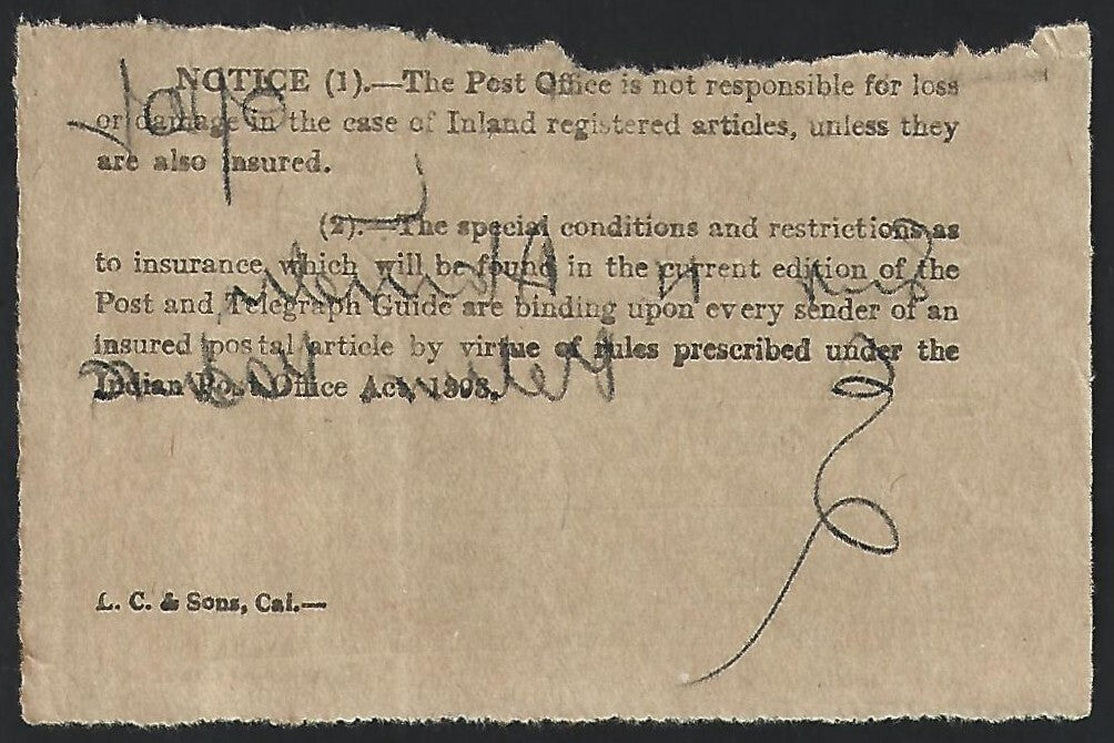 India & States 1883-1940 postal receipts (11)