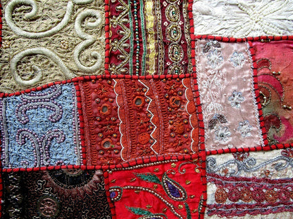 Vintage multipurpose Indian mat wi hand embroidery, sequins, beads, zari, etc