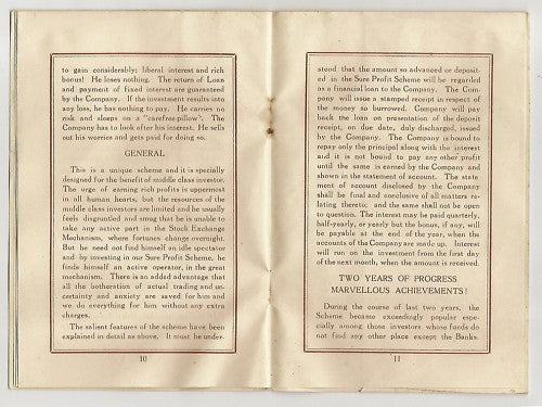 1950 India Sure Profit Scheme SCAM booklet