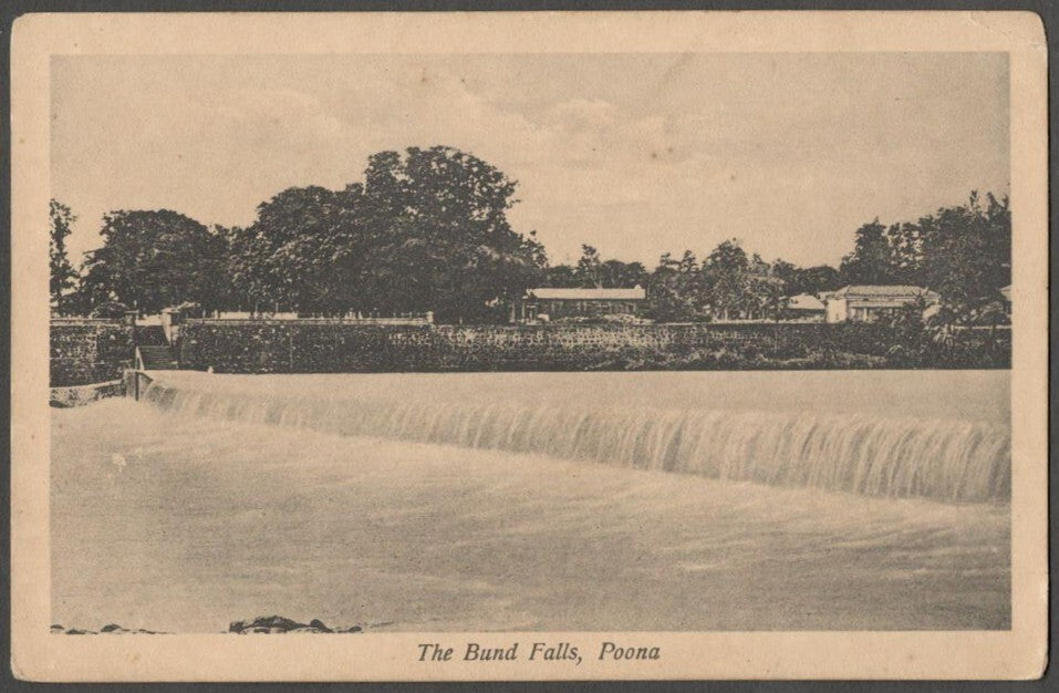 AOP India The Bund Falls, Poona vintage postcard