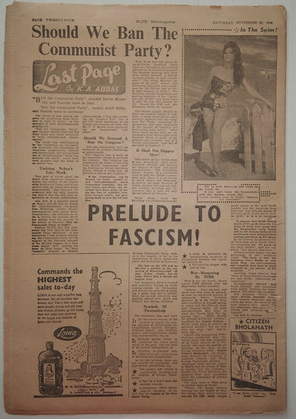 India Blitz November 1959 Prelude to Fascism!