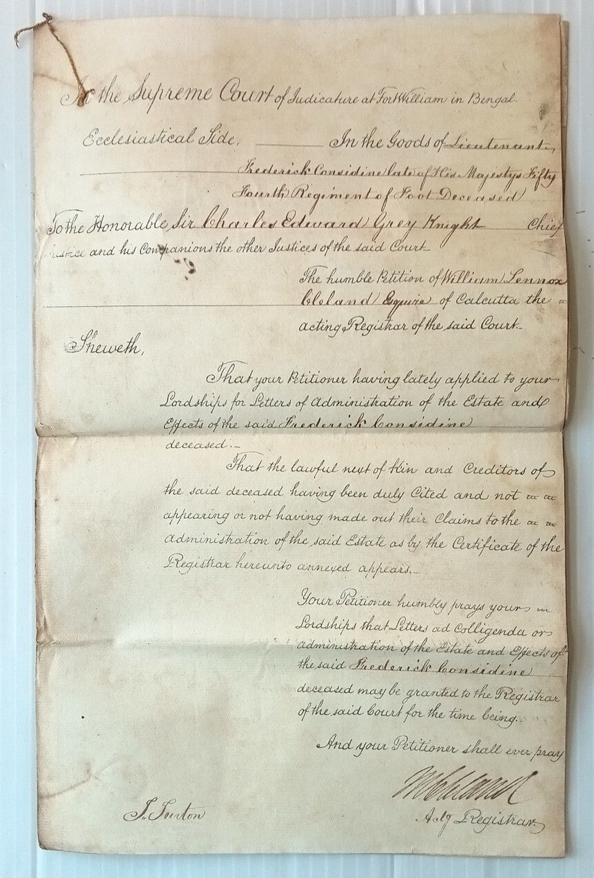 AOP India 1825 Supreme Court, Fort Williams, Calcutta document	