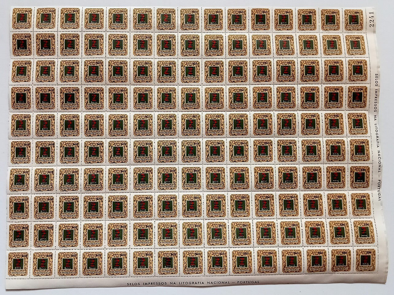 AOP Portuguese India #J53 1959 Postage Due $0.05 on 2 Ries part sheet of 150 MNH