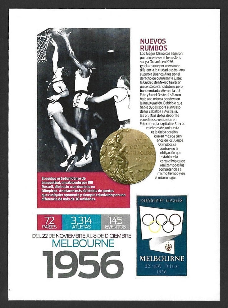 India 2024 Olympics private MELBOURNE 1956 maxi card